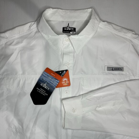 NWT Habit Men’s Breakwater Long Sleeve Shirt Size XL White UPF 40 Outdoor Fishin - Picture 1 of 7